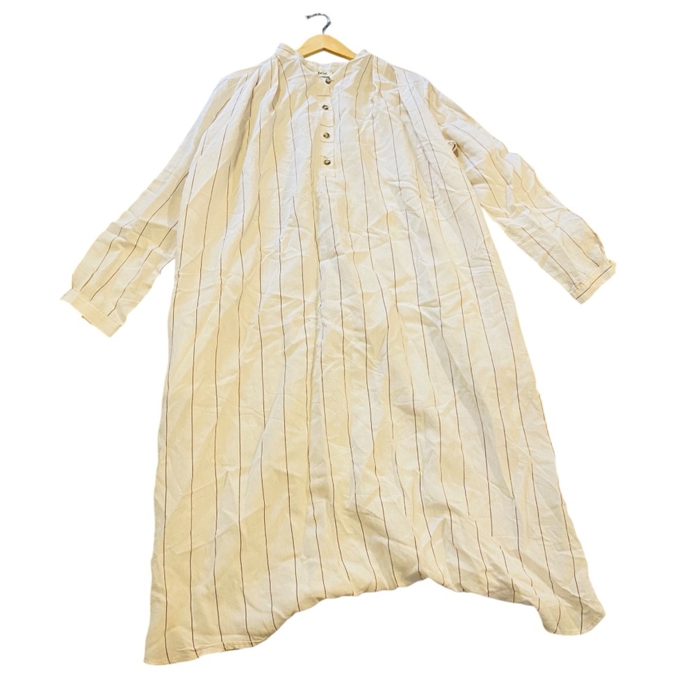 DIXIE Cream Brown Stripe Long Sleeved Dress